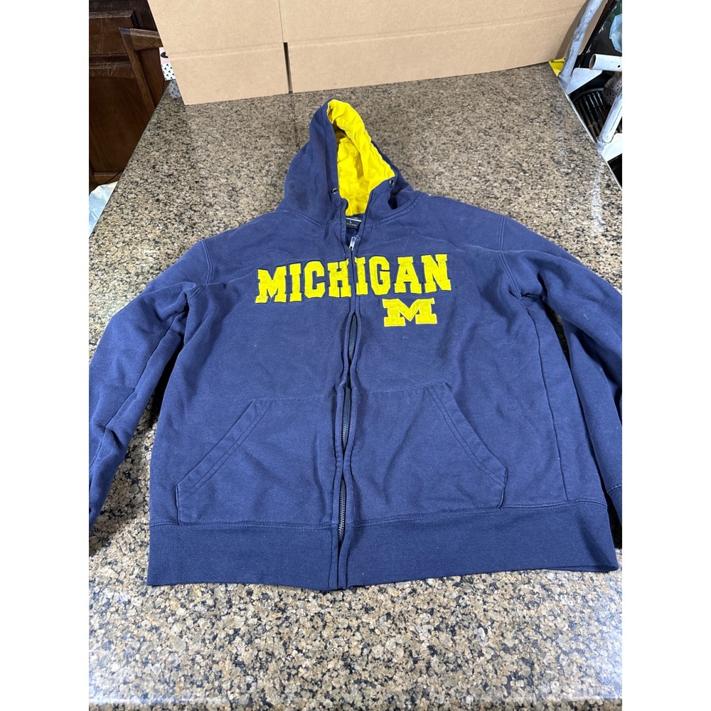 Colosseum Michigan Wolverines Full Zip Hoodie Navy Blue Yellow Mens Large L